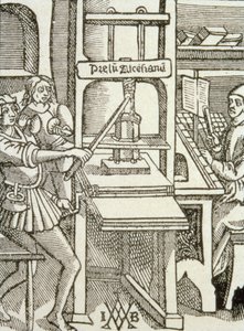 Drukpers van 1498, uit een boek gedrukt in dat jaar door German School